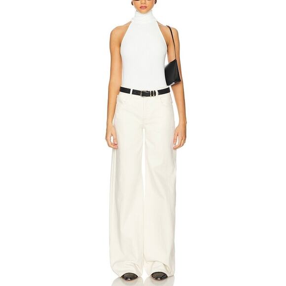 ENZA COSTA Knit Halter Turtleneck Womens Large Winter White Sleeveless Rib NEW - Picture 4 of 16